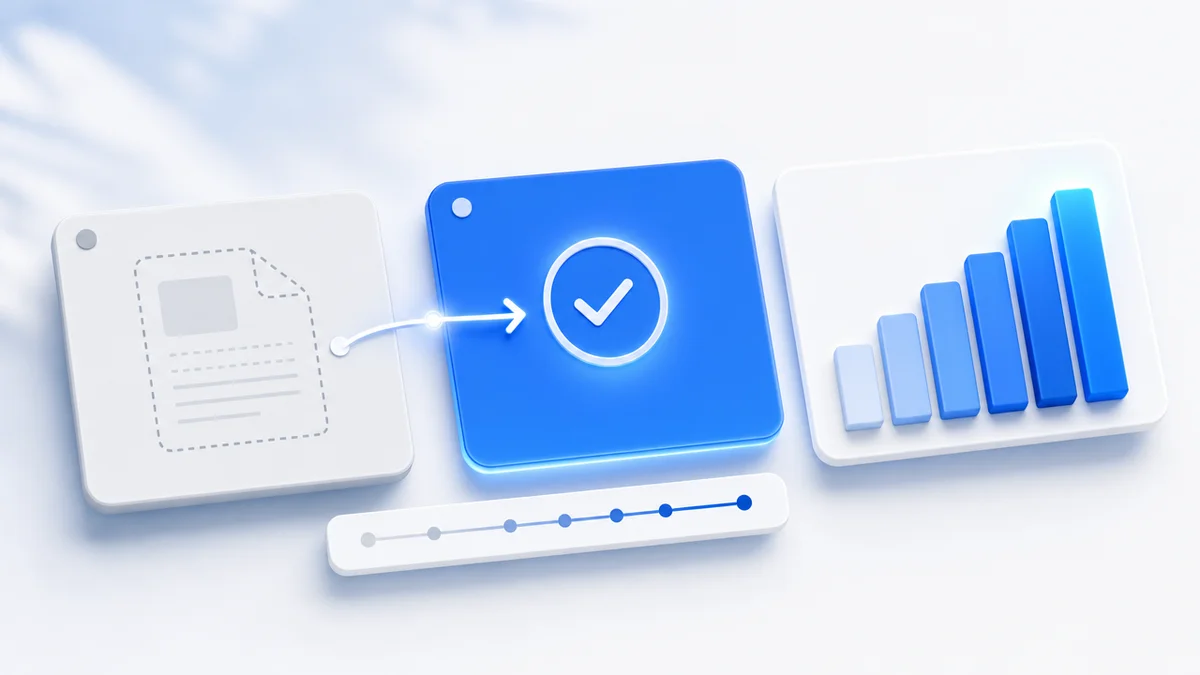 Dashboard ilustra página mudando de status para indexada e impressões subindo no Search Console