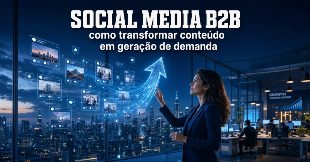 Capa mostra social media B2B transformando conteúdo em geração de demanda para SaaS