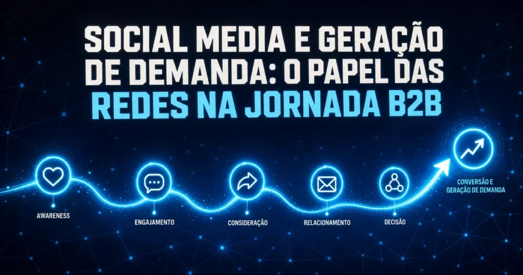 Jornada B2B iluminada conectando redes sociais à geração de demanda
