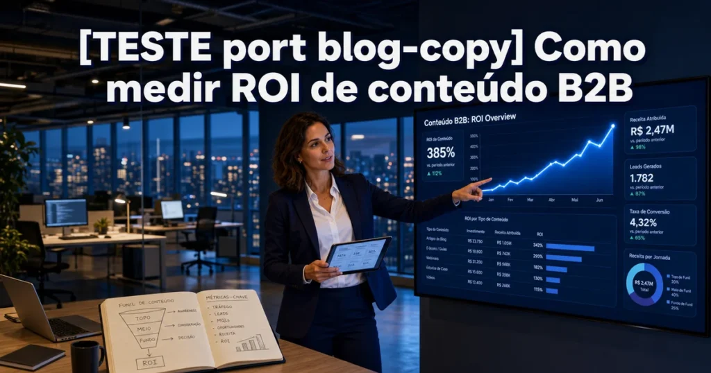 Capa do post sobre como medir ROI de conteúdo B2B com dashboard de métricas em crescimento