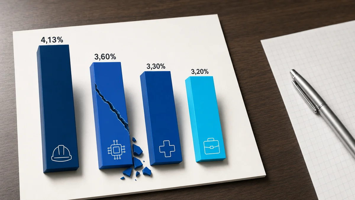 Gráfico mostrando engajamento de carrossel no LinkedIn por setor B2B, de 4,13% a 3,20%