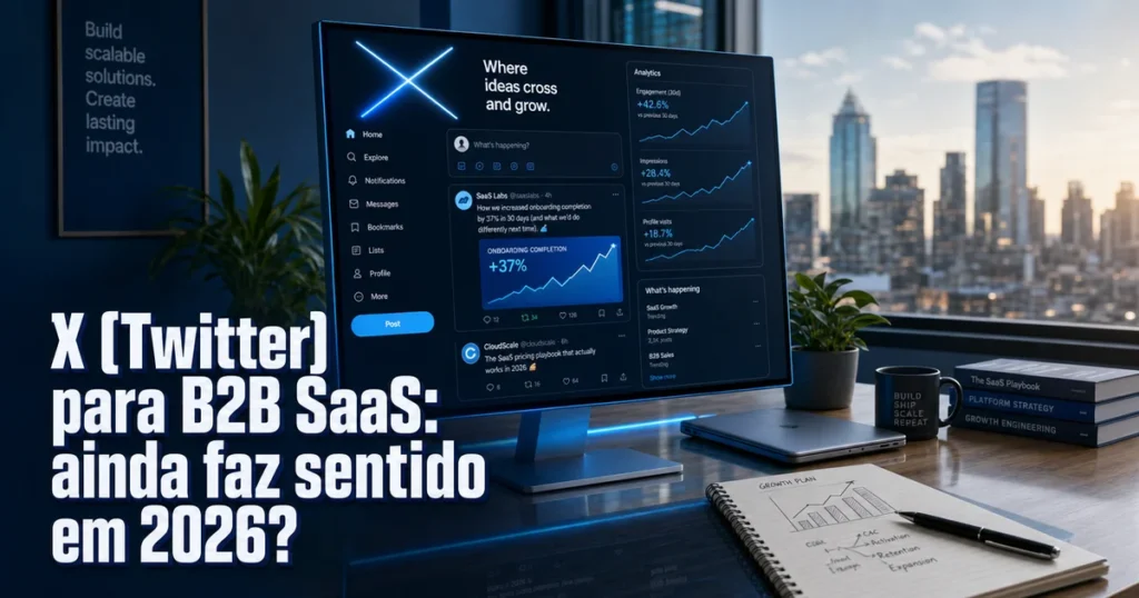 Capa sobre uso do X (Twitter) como canal de marketing B2B SaaS em 2026