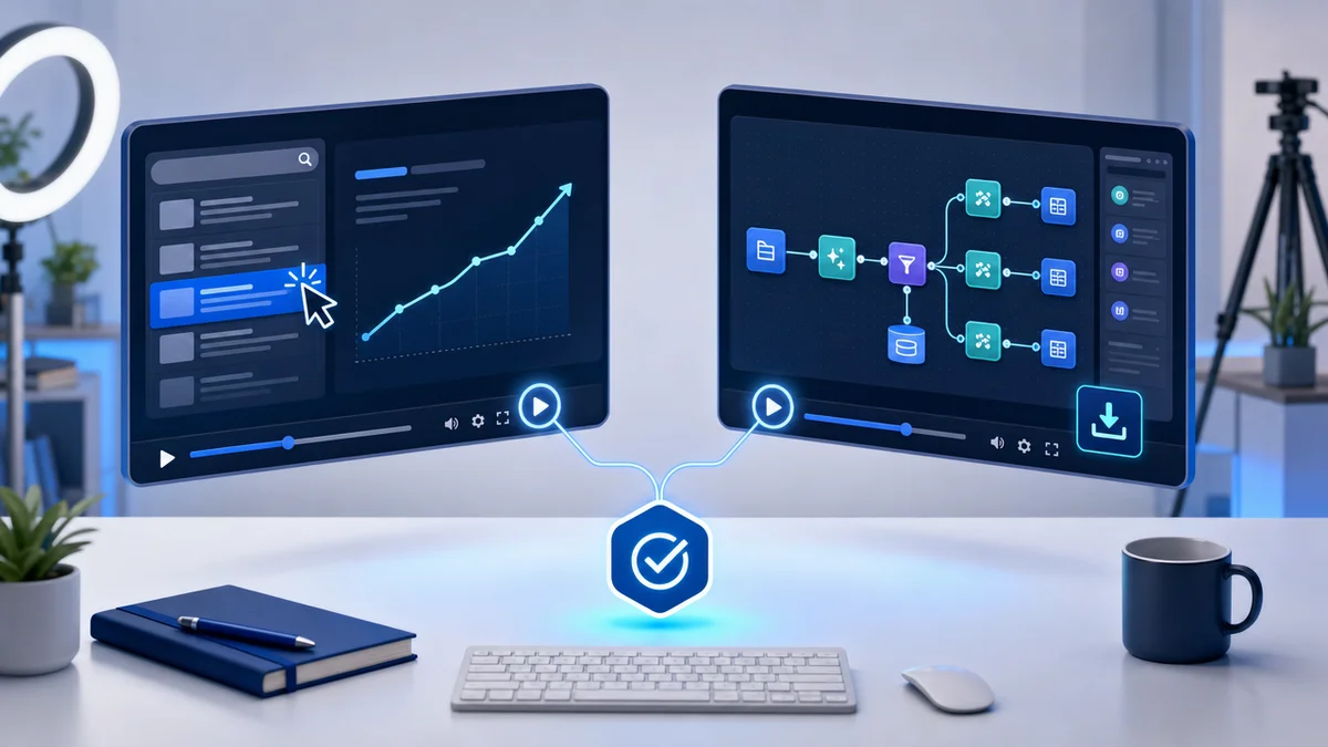 Diagrama de telas ilustrando vídeo longo no YouTube para B2B SaaS convertendo audiência em clientes